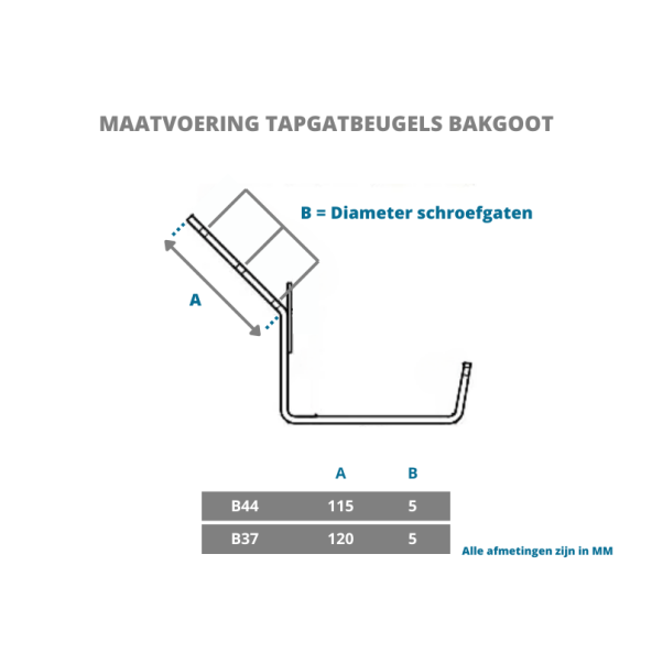 Dakgootbeugel met tapgat voor zinken bakgoot